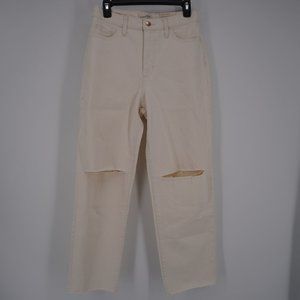 Universal Thread NWT Women's Cream Distressed Vintage Straight Jeans Sz 18 34R